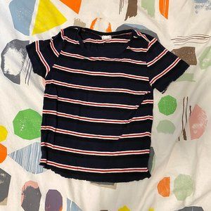 Garage Lettuce Hem Striped Tee